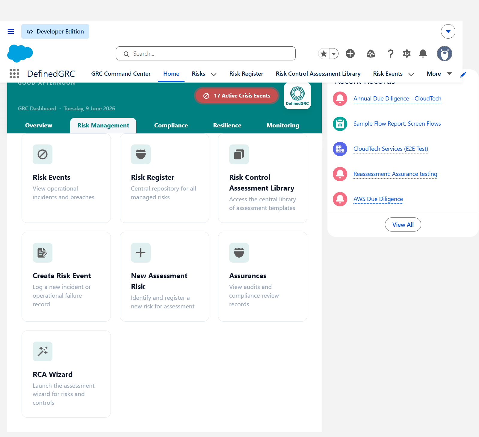 Dashboard - Risk Management